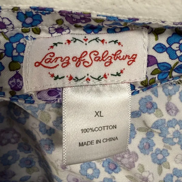 Lanz of‎ Salzburg XL Blue Floral 100% Cotton Nightgown Dress Prairie Cottagecore - Image 7