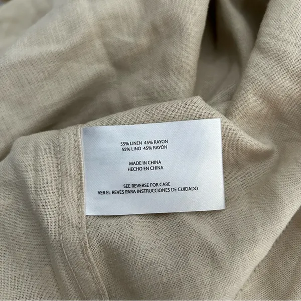 Gap Linen Rayon Button Down Shirt Khaki Tan XL Coastal Preppy Neutral Euro - Image 9