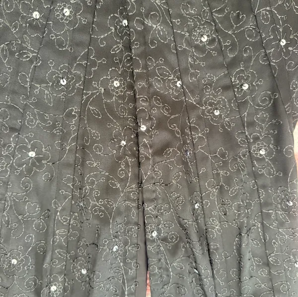 Vintage Y2K Black Corset Top w/ Floral Embroidery & Rhinestones 🖤 Gothic Coquette Bustier Small - Image 7