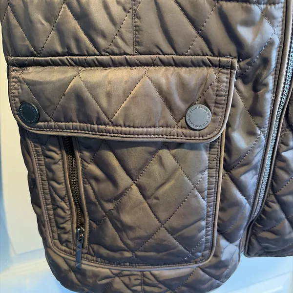 BCBGMAXAZRIA Quilted Puffer Women’s Coat Coffee Brown Sz S Full-Zip Long Hooded - Image 9