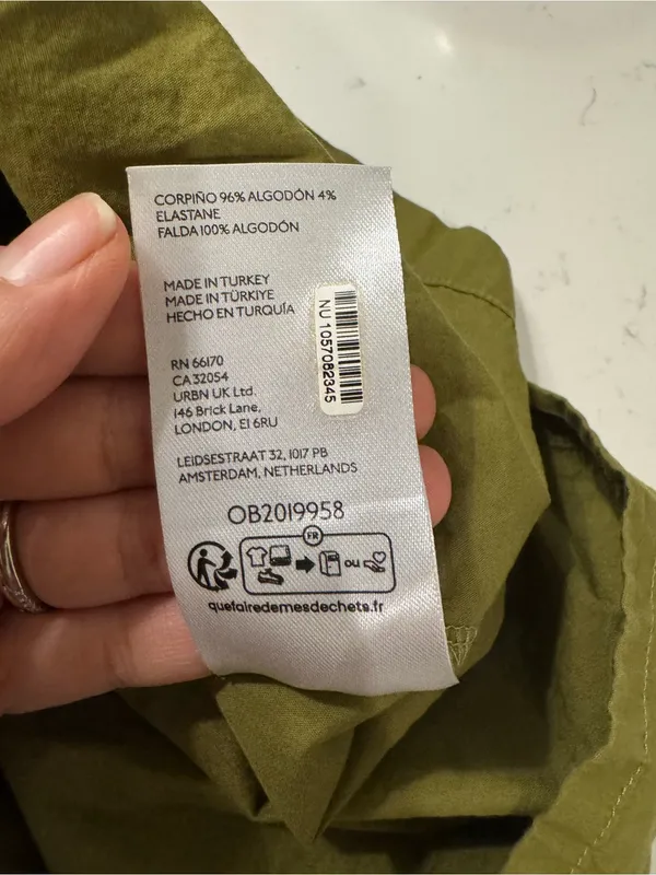 Maeve Anthropologie Ribbed Drop Waist Midi Dress Olive Green Cream Large - Image 10