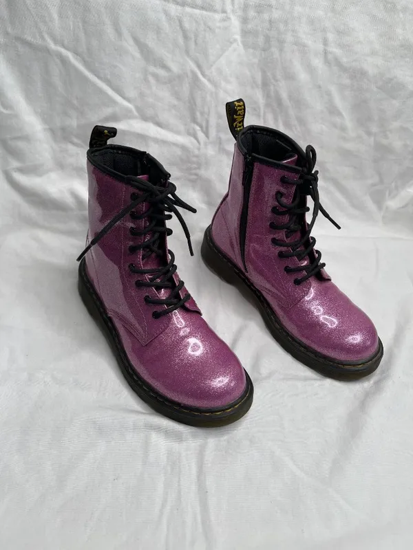 Dr. Martens 1460 Pink Glitter Boots Lace-Up Size 6 Womens EU 37 - Image 2