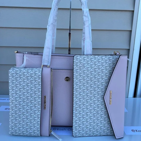 Michael Kors Powder Blush Maisie Tote 3 In 1 Large Leather Purse - Image 2