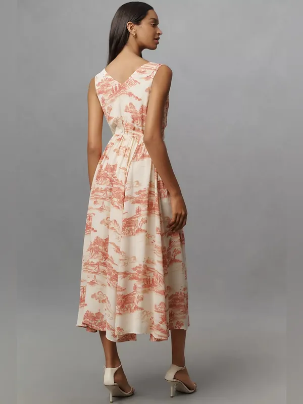 Reformation Farah Midi‎ Dress Toile Print Sleeveless V Neck NWT Size 4 - Image 2