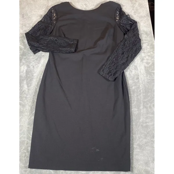 Ralph Lauren Cocktail Dress Women‎ 12 Keanu Lace Inset Long Slv Black Formal NWT - Image 3