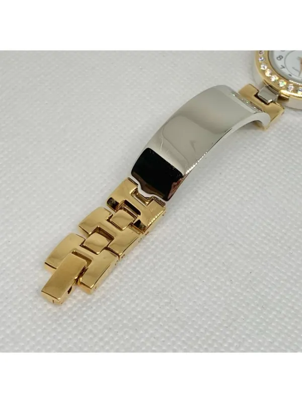 Women’s silver gold tone watch rhinestones 26mm quartz analog white dial running - Image 4