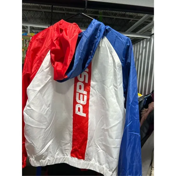 Pepsi Cola Wind Breaker Jacket Zip Up Retro Logo Spell Out Women's Size Medium - Image 9