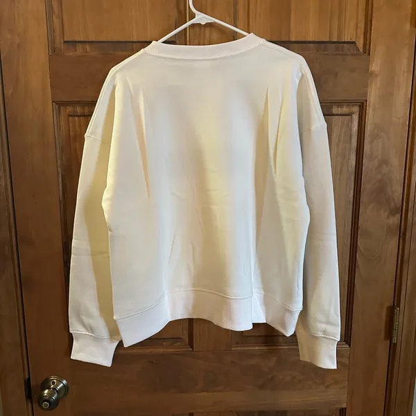 White 'Merry' Women's Christmas festival holiday cozy Sweater Size large - Image 3