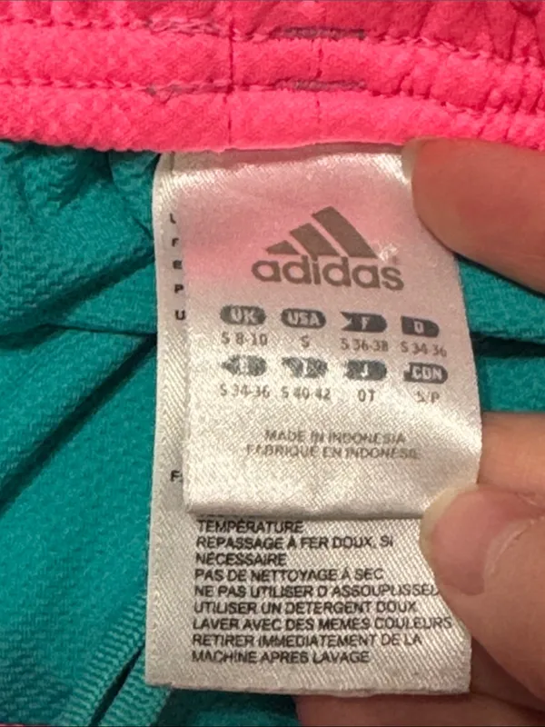 Adidas Colorful Running Drawstring Shorts Teal Pink Trim Three White Stripes S - Image 8
