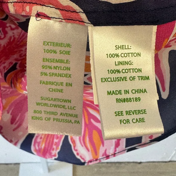 Lilly Pulitzer‎ Silk Floral Orchid Print Blouse Navy Pink Long Sleeve Small Boho - Image 8
