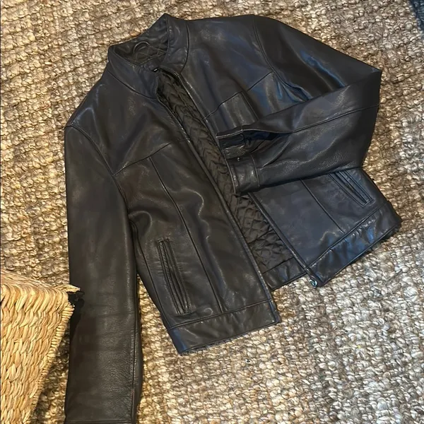 Ritz USA Vintage Brown Leather Moto Jacket Size Medium - Image 3