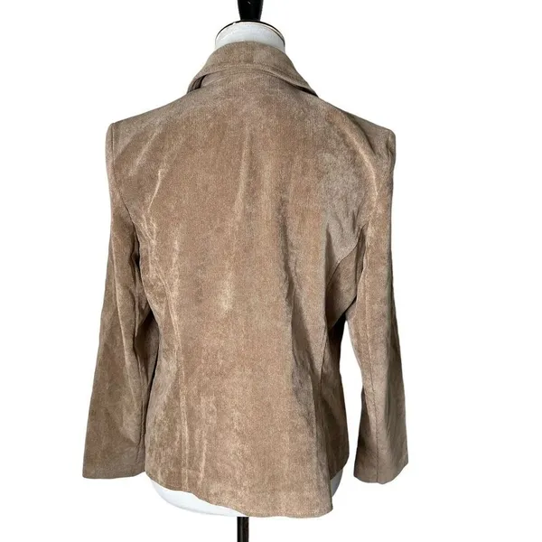 Kim Rogers Dark Academia Faux Suede Corduroy Blazer Jacket Two Button Pleated Pocket 10P - Image 4