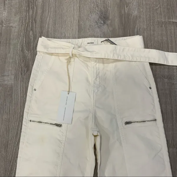 GRLFRND Belted High Rise Zipper Pocket Skylar Off White Denim Jeans NWT Size 26 - Image 6