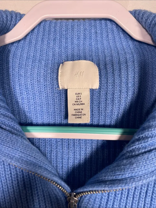 H&M Womens Blue Half Zip Sweater Small - Image 2
