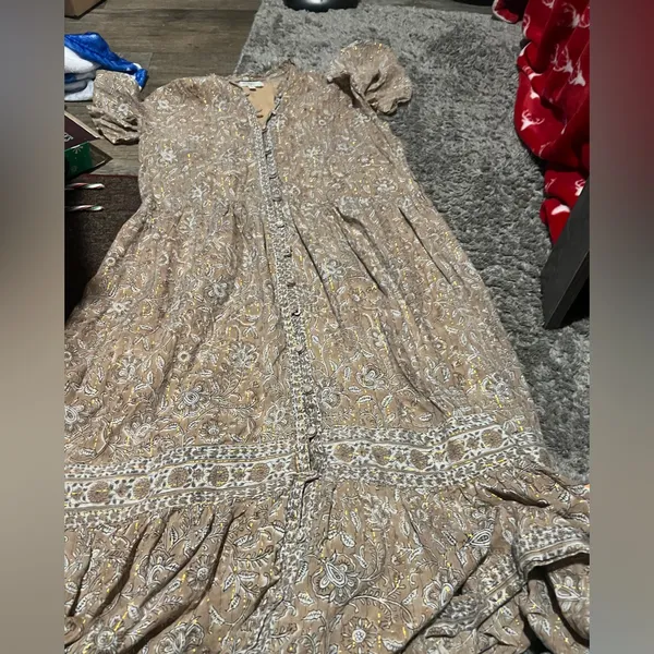 Indigo Desert Floral Button-Down‎ Maxi Dress size small - Image 3