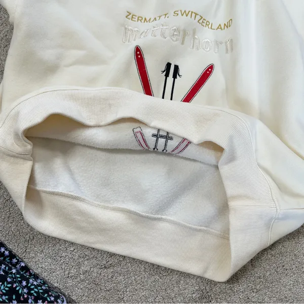 bohme Women’s Embroidered Sweatshirt Metterhorn Longsleeve Crew Neck in Beige XS - Image 12