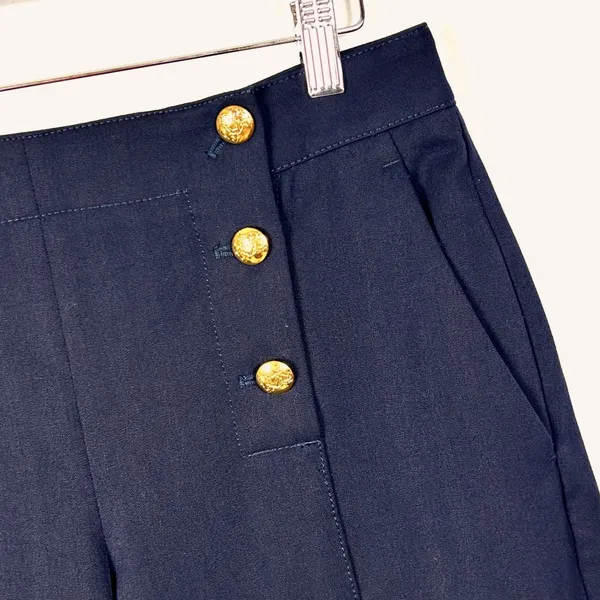 Banana Republic Avery Sailor Dress Pants Womens 4L Straight Leg Navy Gold 31x30‎ - Image 4