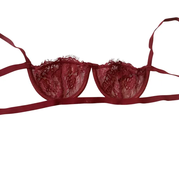 Red Lace Strappy Bra Size M - Image 7