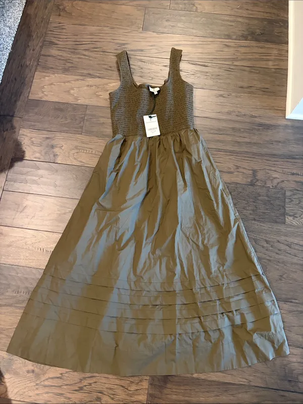 New With Tags Tuckernuck Olive Cotton Tiernan Dress Sz S - Image 3