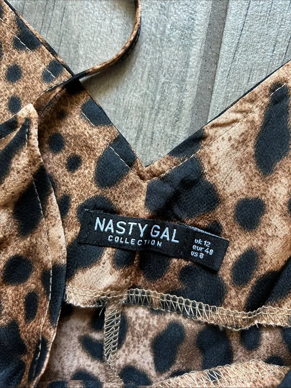 Nasty Gal Leopard Print Mini Slip Dress - Black & Brown - Image 2