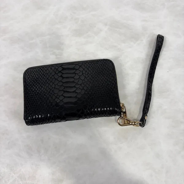 Michael‎ Kors Black Snake-Embossed Wristlet with Gold Plate - Image 2