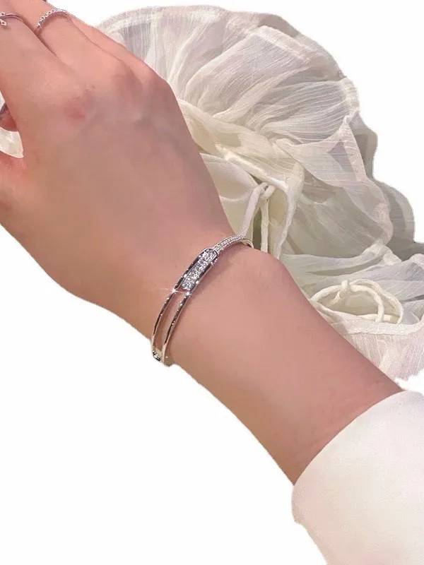 Silver Crystal Accent Cuff Bracelet - Image 3