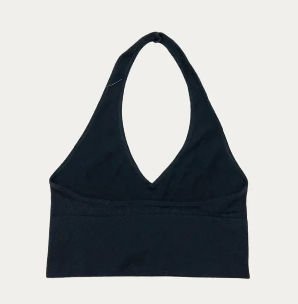 Bella Seamless Black Halter Crop Top Size M - Image 2
