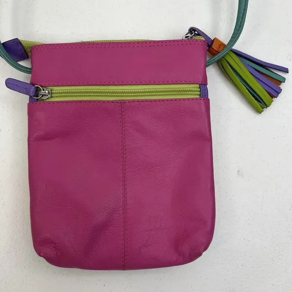 ILI New York Small Crossbody Bag Multi Color Patchwork Leather Tassel Boho Mini - Image 5