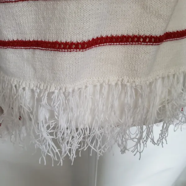 W by Worth Breton Stripe Womens Sweater Sz S Fisherman Nautical Fringe Preppy - Image 6
