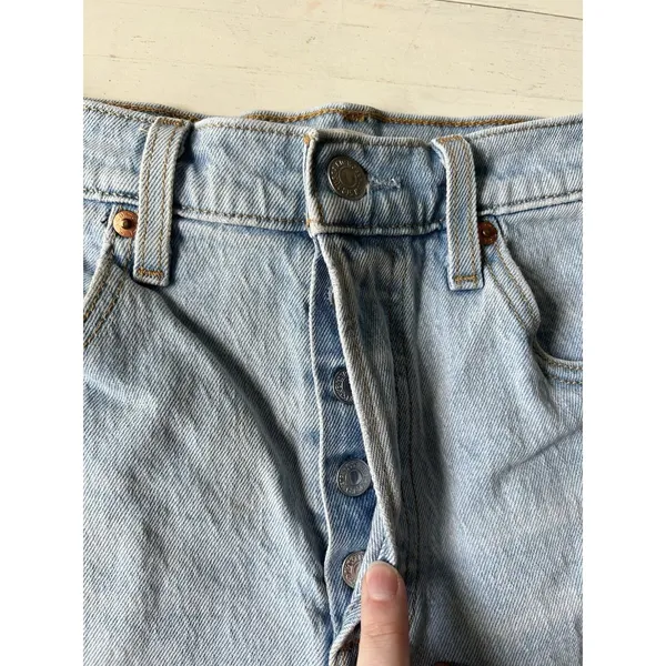 Levis Womens Premium Ribcage Shorts 28 Blue Button Fly Big E‎ Cut Off Denim - Image 2