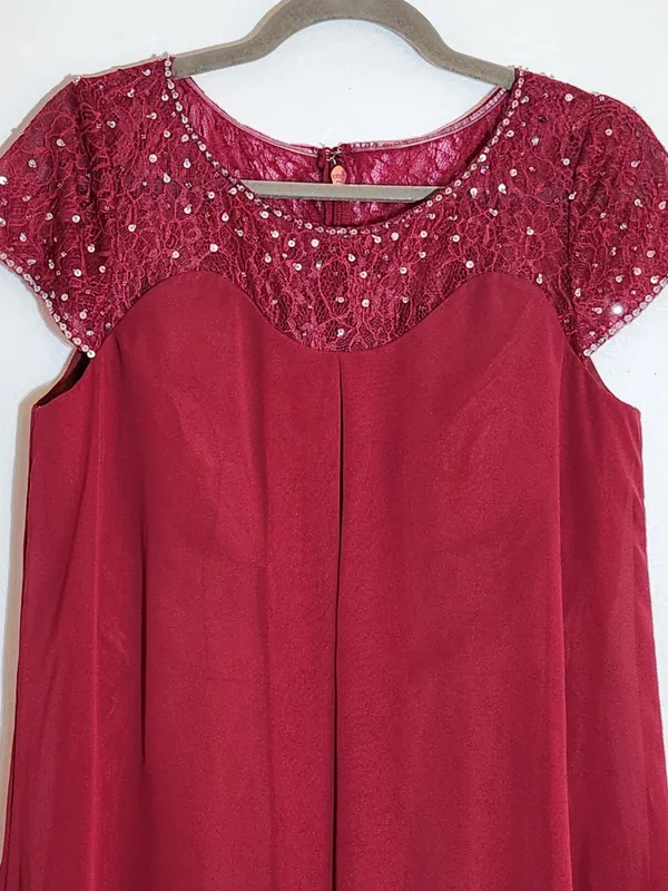 Azazie Wine Burgundy Tess Mother of the Bride Dress Size A10 Medium - Image 2