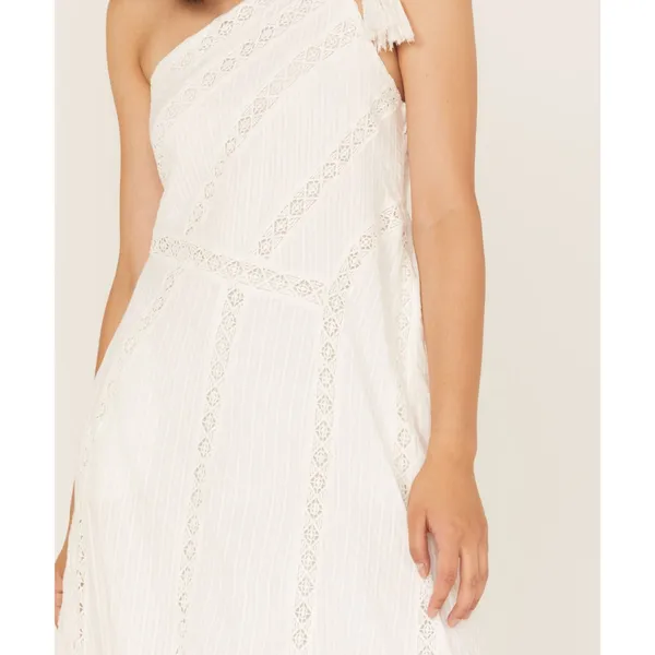 NWOT Free People White Bella One Shoulder Maxi Dress Boho - Size S‎ - Image 3