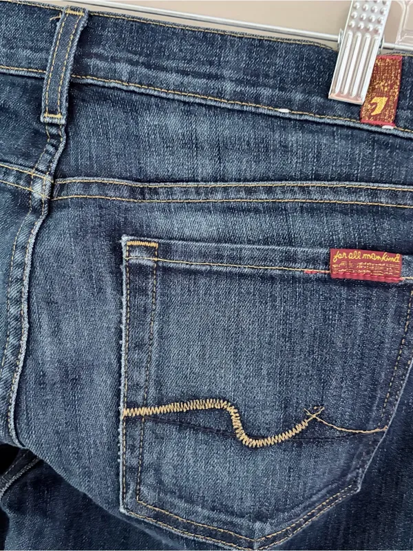 7 For All Mankind Bootcut Jeans Size 29 Dark Wash Stretch Denim - Image 4