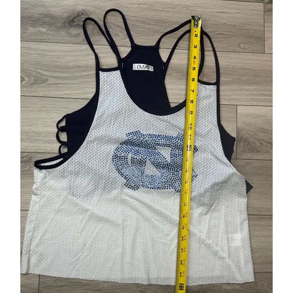 Nuyu UNC Tar Heels Mesh Rhinestone Spaghetti Tank Top Navy White Large New - Image 4