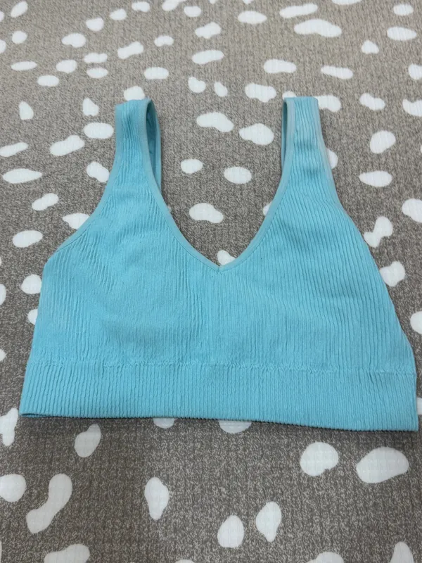 Aerie seamless padded bralette ribbed turquoise vneck tank - Image 4