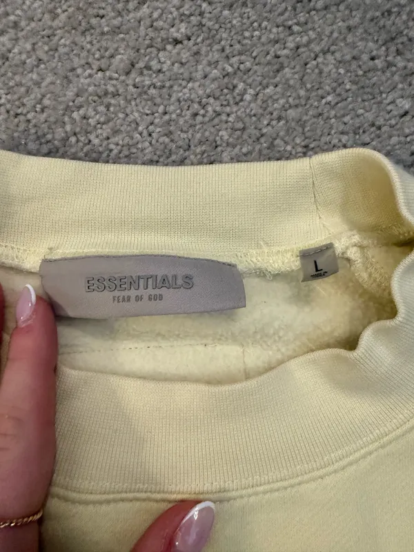 light yellow fear of god essentials sweatshirt - Image 3