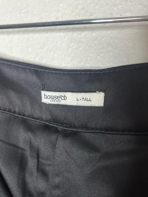 House of CB Black Satin Cargo Daria Straight Leg Trouser Pants Size Large Tall - Image 7