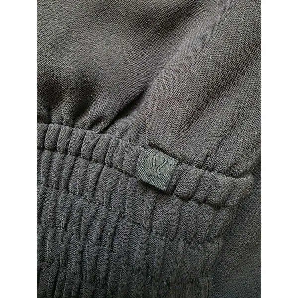 Lululemon Black Wide Leg Pants Women Size Small Asymmetrical Wrap Front Crop - Image 4