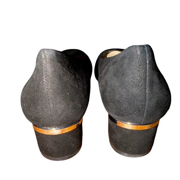 Naturalizer N5‎ Comfort Black Suede Square Toe Block Heel Pumps Gold Detail 6.5M - Image 3