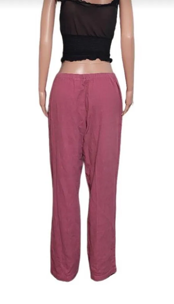 women textured high waist elastic waist pull-on pink pant L - Image 3