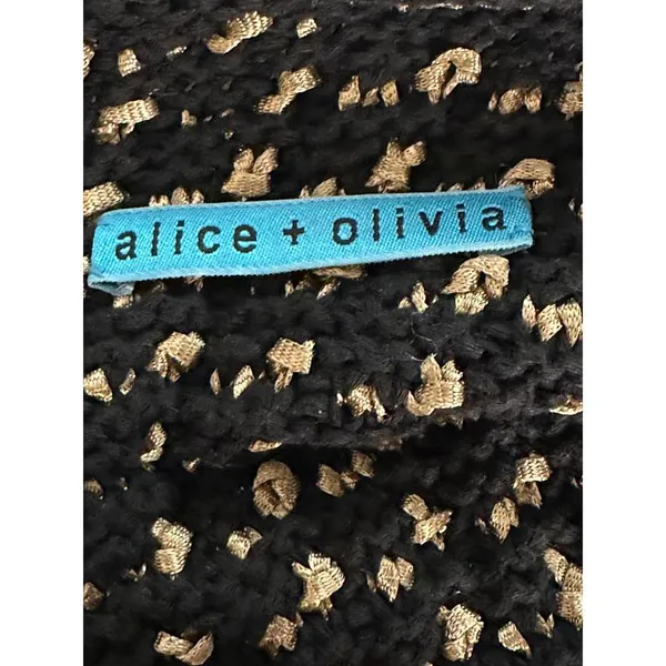 Alice+Olivia black/gold tweed sleeveless A-line textured knit mini dress Size XS - Image 6