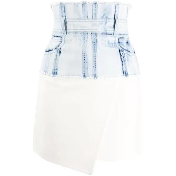 Women's White Denim Layered Fabric High Waisted Pencil Mini Jean Skirt Size S - Image 9