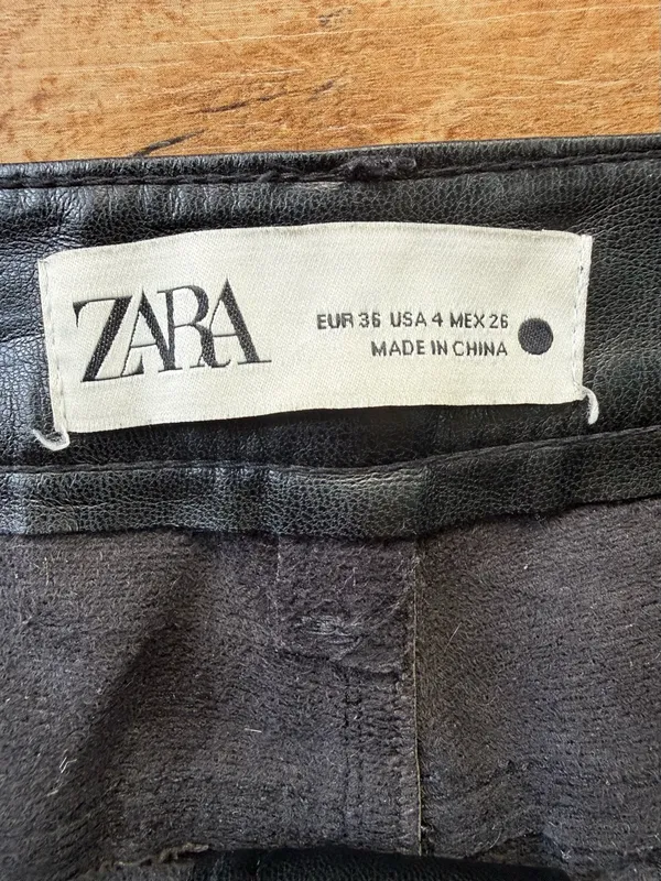 Zara Black Faux Leather Flared Pants - Image 2