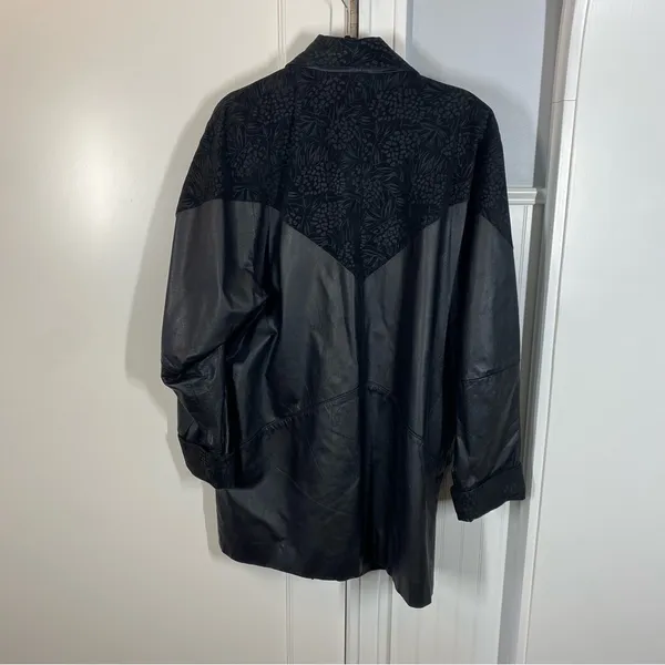 Vintage‎ Pelle Genuine Leather Embossed Jacket oversized size large western vtg - Image 7