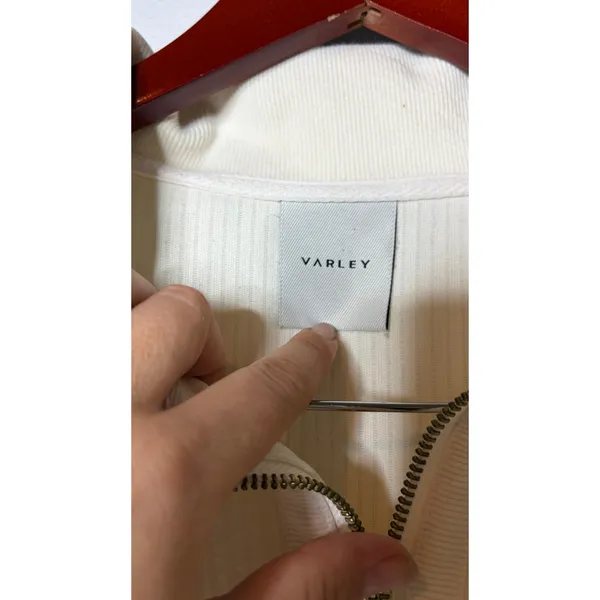 Varley Radford Half-Zip Ribbed Sweatshirt in cream sz L - Image 3