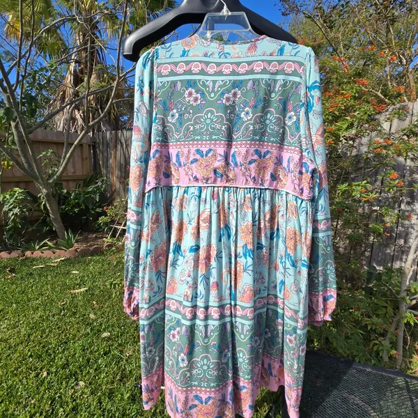 R.Vivimos Long Sleeve Floral Boho Dress Sz. L - Image 8