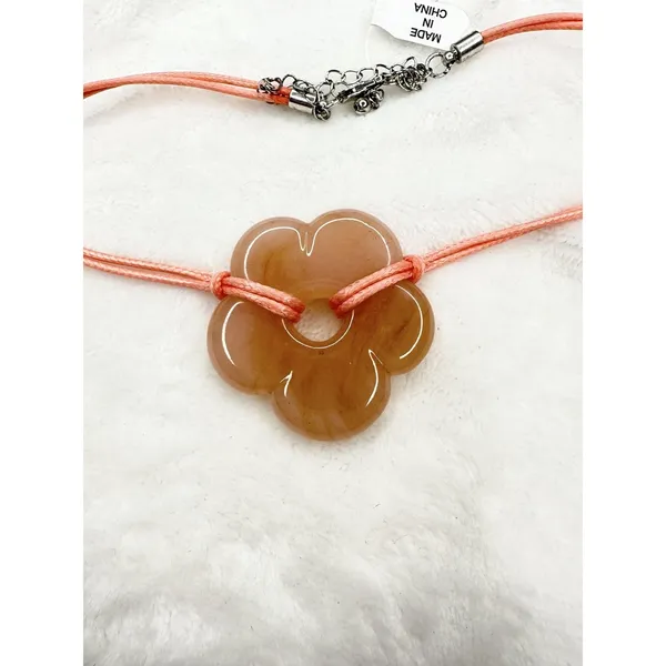 NEW Free People Baby Flower Cord Choker Pink Necklace Stone Bohemian Retro 70s - Image 3