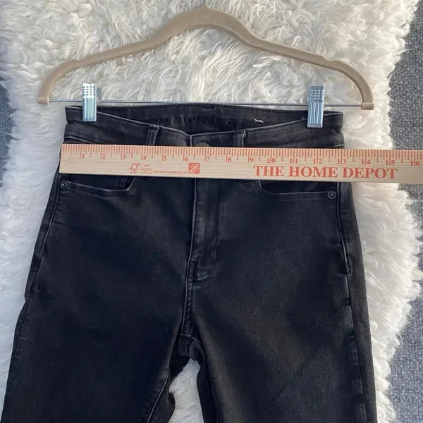 American Eagle Black Hi Rise Skinny Jeans Y2k Grunge Mallgoth Dark Office Siren - Image 4
