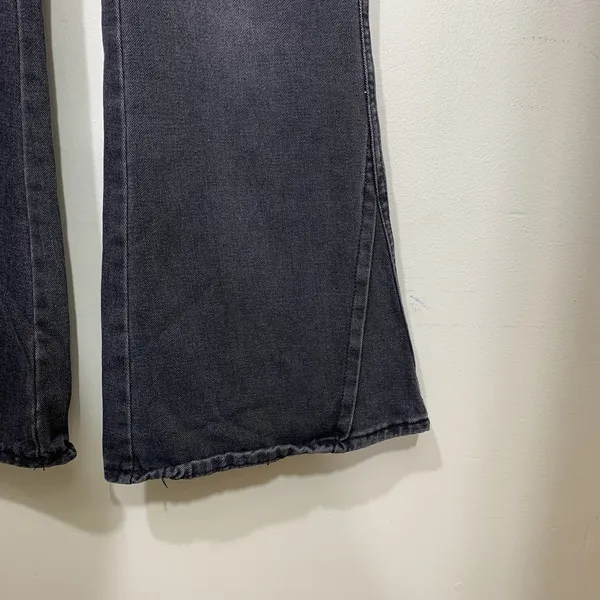 Unbranded Cargo Flare Jeans Womens 27 Washed Black High Rise‎ Wide Leg Utility - Image 5