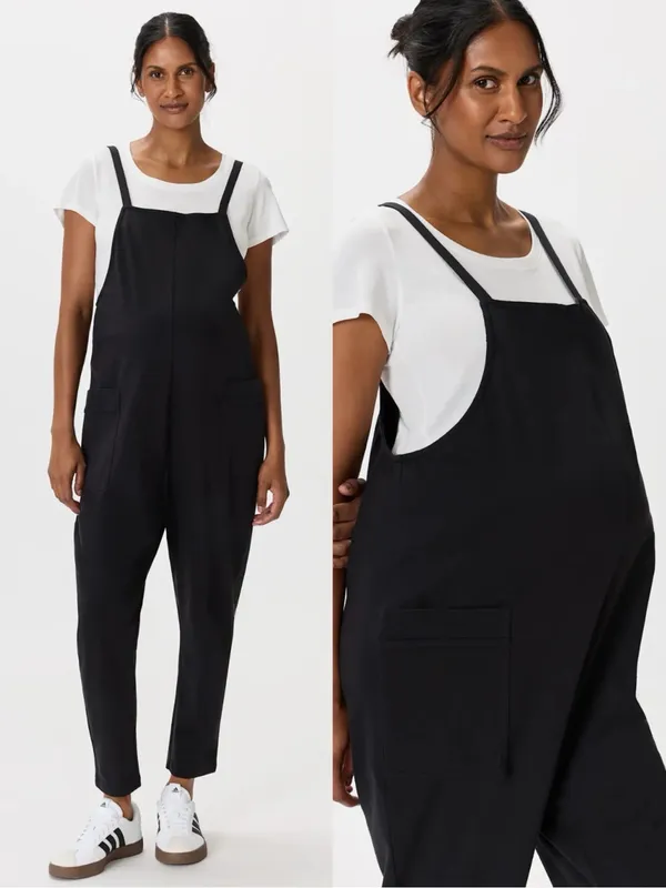 NWT Quince Organic Cotton Maternity Overalls Adjustable Straps Sz M 🧡🍄 - Image 2
